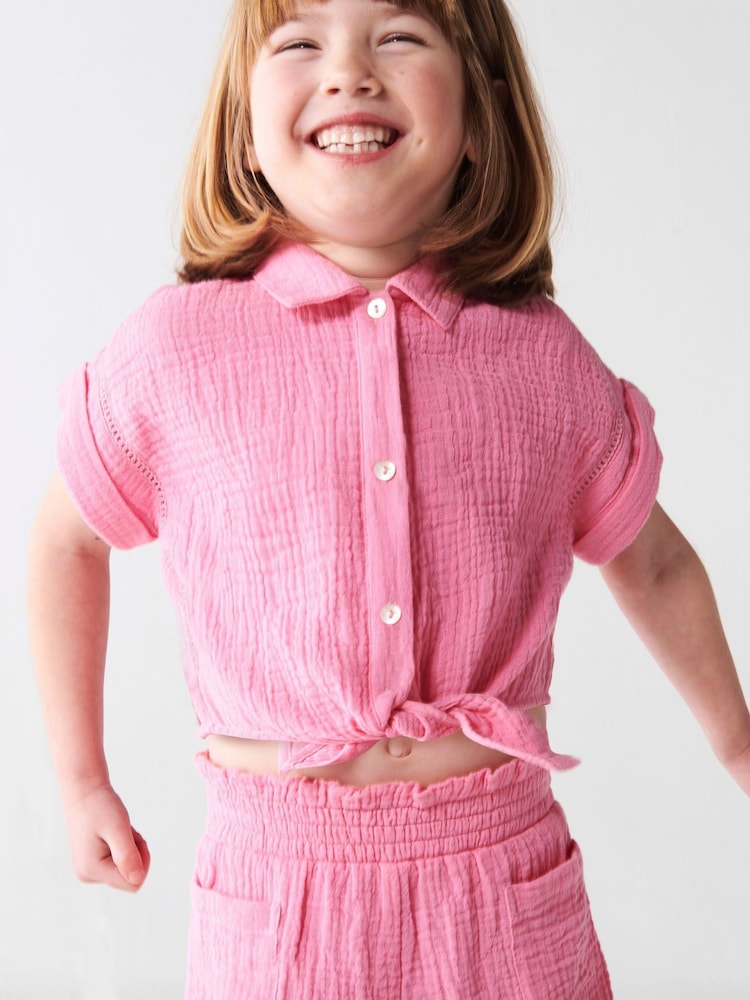 River Island Pink Girls Shirt and Shorts Set - Image 3 of 3 River Island Pink Girls Shirt and Shorts Set - Image 3 of 3