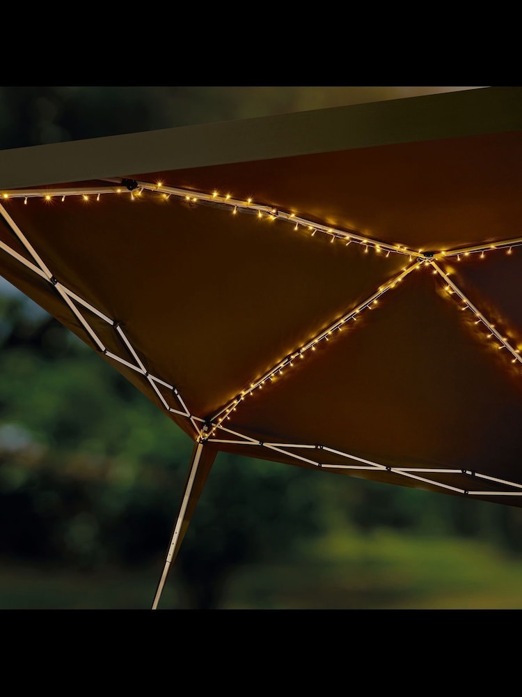 Premier Decorations Ltd Garden 160 LED Solar Gazebo 2.1m Lights - Image 1 of 3