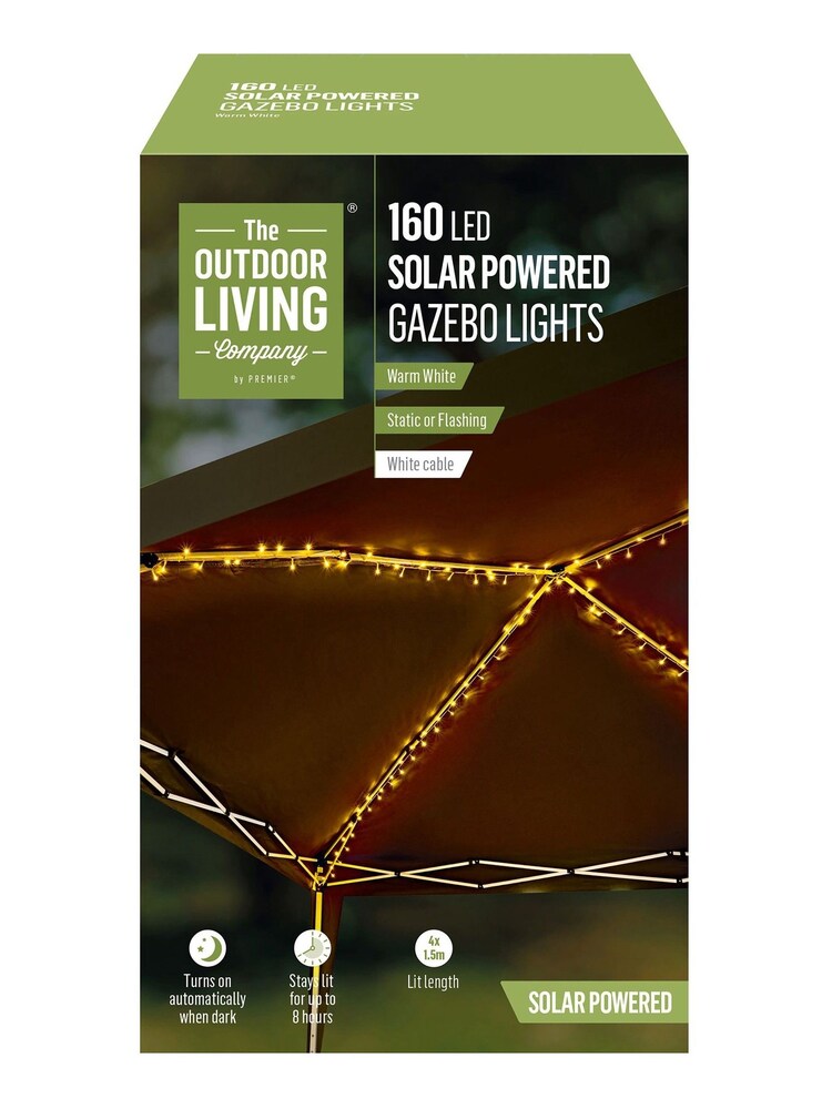 Premier Decorations Ltd Garden 160 LED Solar Gazebo 2.1m Lights - Image 3 of 3