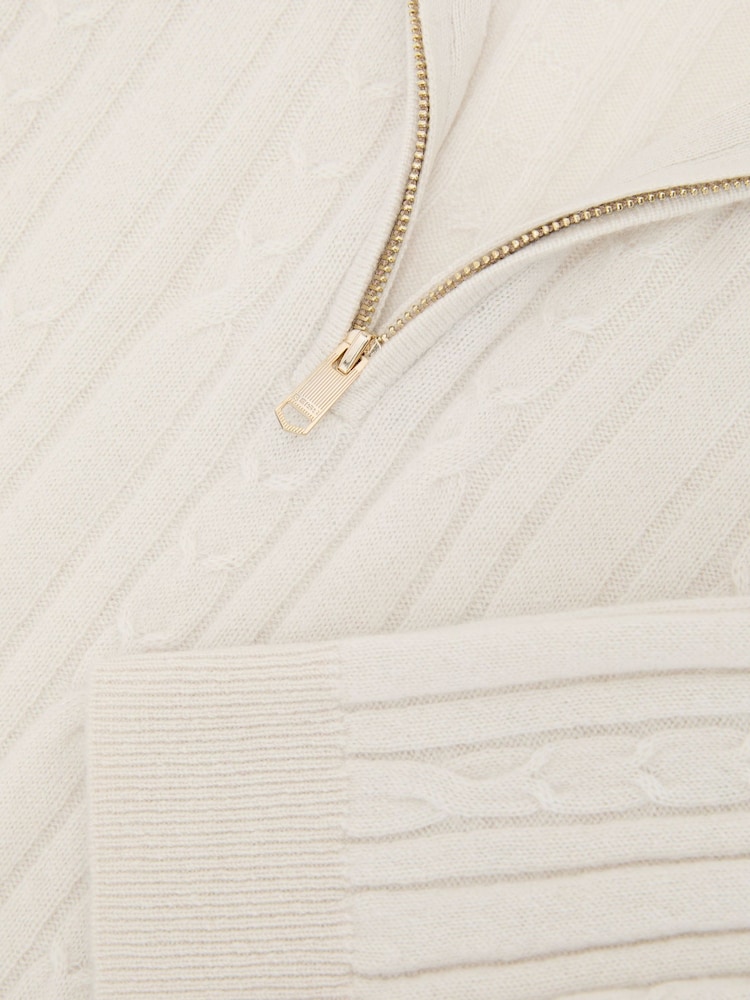 Reiss Parchment Grey Howard Cashmere Cable-Knit Half-Zip Jumper - Image 6 of 6 Reiss Parchment Grey Howard Cashmere Cable-Knit Half-Zip Jumper - Image 6 of 6