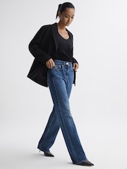 Reiss Black Gwyneth Leather Contrast Court Shoes - Image 2 of 5