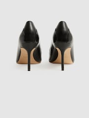 Reiss Black Gwyneth Leather Contrast Court Shoes - Image 4 of 5