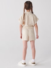 Naturalny - Lniany zestaw dziewczęcy River Island z wiązaniem z przodu, w 100% z bawełny - Image 2 of 5