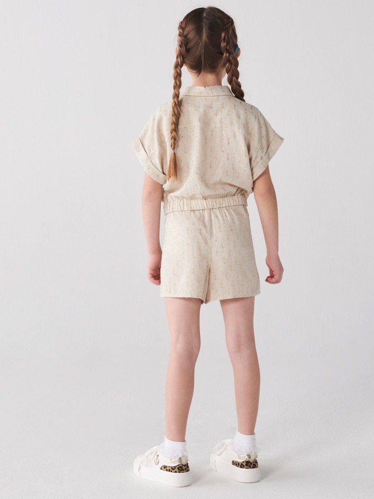 River Island Natural Girls Tie Front Linen 100% Cotton Set - Image 2 of 5 River Island Natural Girls Tie Front Linen 100% Cotton Set - Image 2 of 5