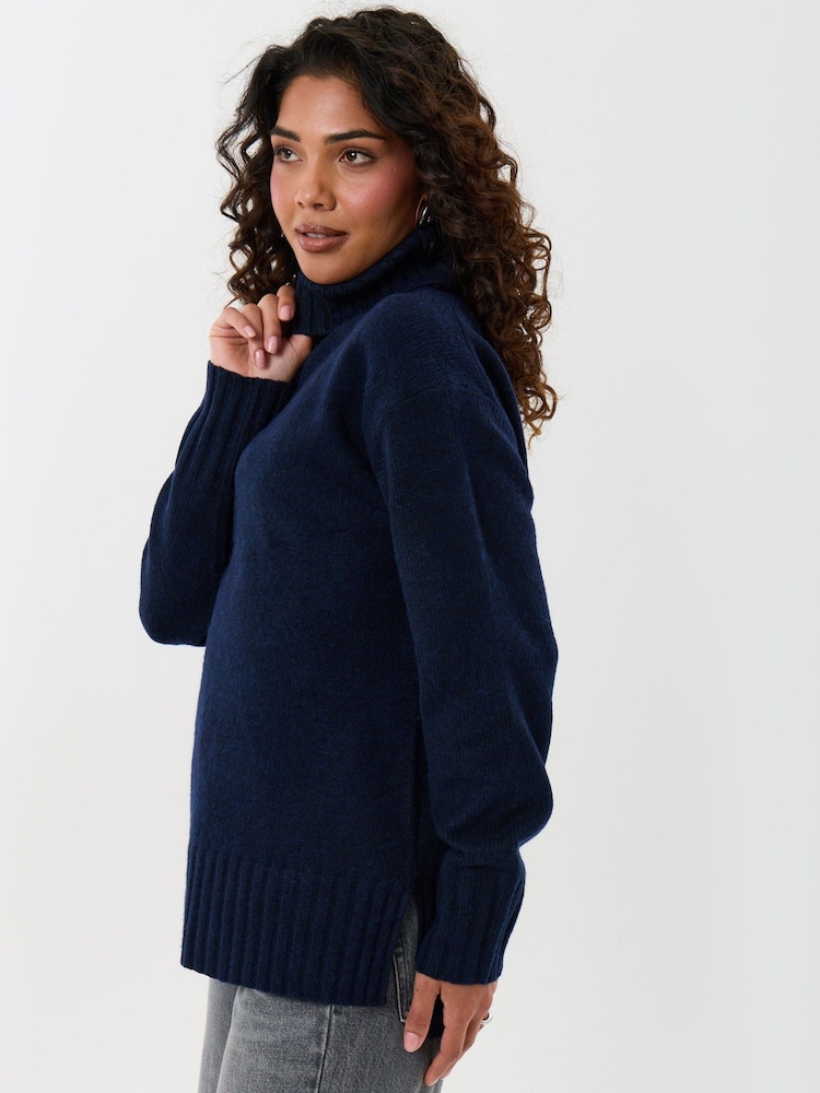 Threadbare Blue Oversized Roll Neck Jumper - Image 1 of 5