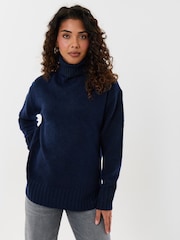 Threadbare Blue Oversized Roll Neck Jumper - Image 3 of 5