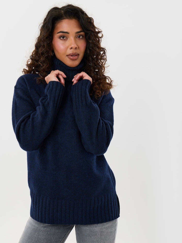 Threadbare Blue Oversized Roll Neck Jumper - Image 5 of 5