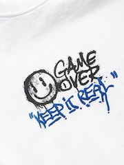 White Game Over Graffiti 100% Cotton Short Sleeve Graphic T-Shirt (3-16yrs) - Image 3 of 3