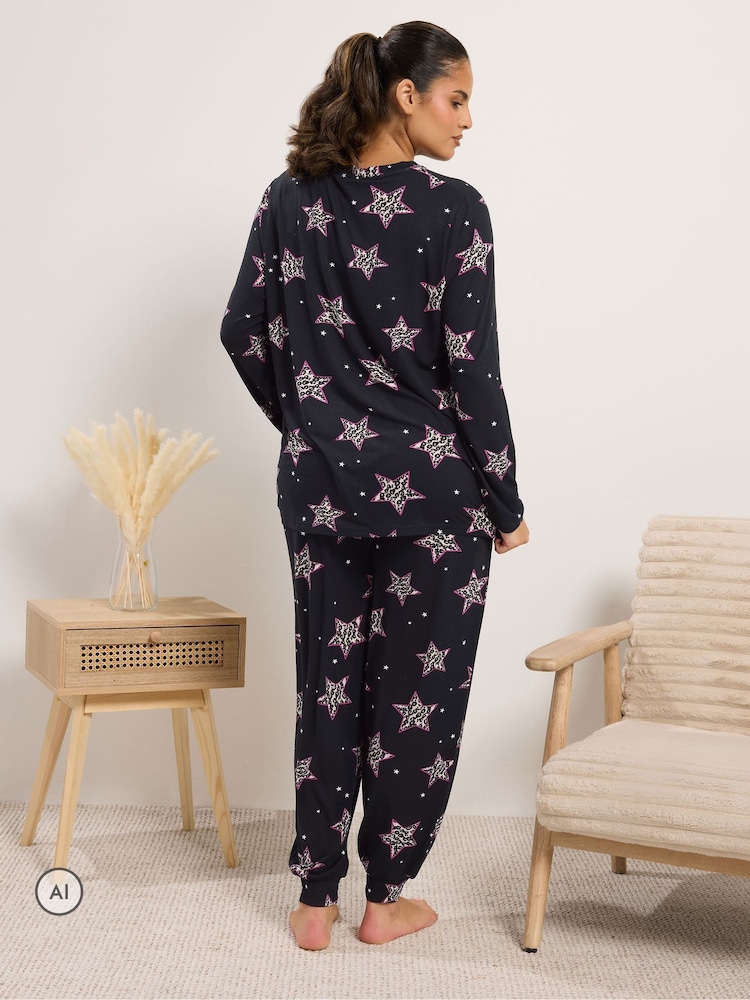 Yours Curve Black Fleece Pyjama Set - Image 2 of 9 Yours Curve Black Fleece Pyjama Set - Image 2 of 9