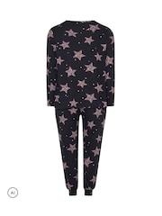 Yours Curve Black Fleece Pyjama Set - Image 8 of 9