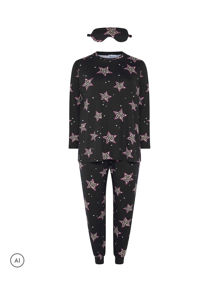 Yours Curve Black Fleece Pyjama Set - Image 9 of 9 Yours Curve Black Fleece Pyjama Set - Image 9 of 9