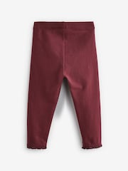 Burgundy Red Lace Trim Leggings (3mths-7yrs) - Image 2 of 4