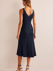 Boden Blue V-Neck Knitted Maxi Dress - Image 2 of 7
