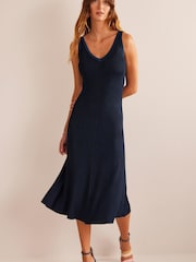 Boden Blue V-Neck Knitted Maxi Dress - Image 3 of 7