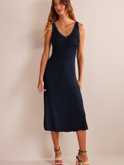 Boden Blue V-Neck Knitted Maxi Dress - Image 4 of 7