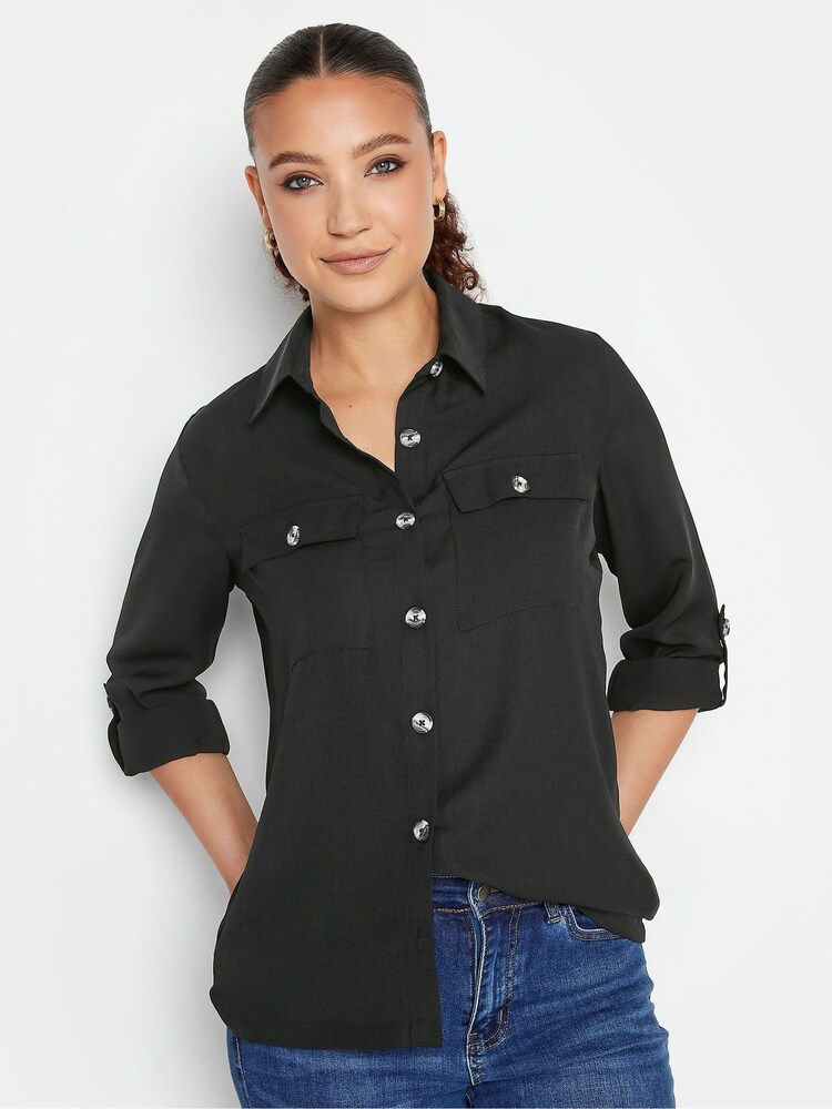 Long Tall Sally Black Long Sleeve Utility Shirt - Image 1 of 5