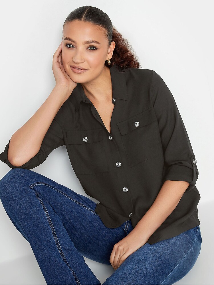 Long Tall Sally Black Long Sleeve Utility Shirt - Image 5 of 5