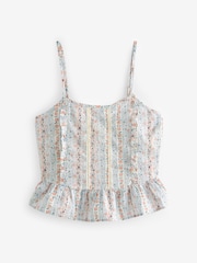 Laura Ashley Blue/Green Elsing Stripe Print 100% Cotton Dobby Cami And Shorts Set - Image 8 of 10