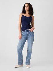 Gap Navy Blue Fitted Adjustable Strappy Top - Image 4 of 5