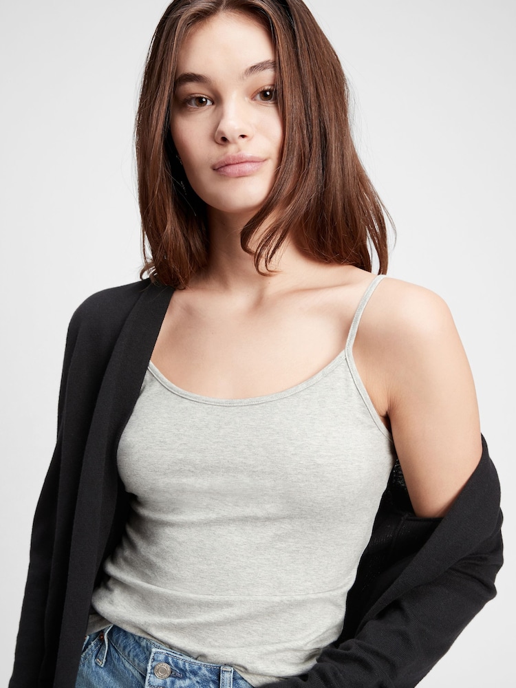 Gap Grey Fitted Adjustable Strappy Top - Image 1 of 1 Gap Grey Fitted Adjustable Strappy Top - Image 1 of 1