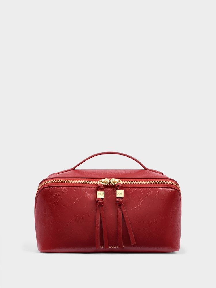 Katie Loxton Bright Red Soho Medium Make Up / Wash Bag - Image 1 of 4 Katie Loxton Bright Red Soho Medium Make Up / Wash Bag - Image 1 of 4