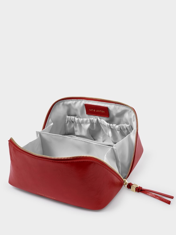 Katie Loxton Bright Red Soho Medium Make Up / Wash Bag - Image 2 of 4 Katie Loxton Bright Red Soho Medium Make Up / Wash Bag - Image 2 of 4