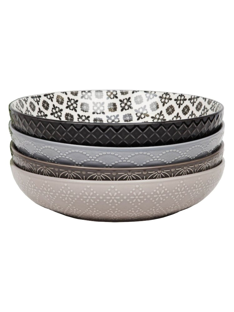 Widdop Set of 4 Grey Tile Pattern Pasta Bowls - Image 8 of 8 Widdop Set of 4 Grey Tile Pattern Pasta Bowls - Image 8 of 8