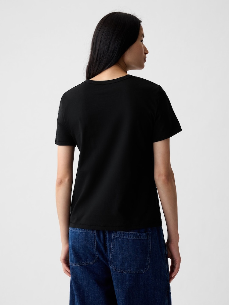 Gap Black Vintage 100% Organic Cotton Crew Neck Short Sleeve T-Shirt - Image 2 of 4
