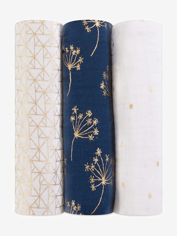 aden + anais White Large 100% Cotton Muslin Blankets 3 Pack - Image 1 of 6