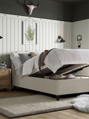 Wool Blend Natural Stone Hartford Upholstered Ottoman Storage Bed Frame - Image 5 of 9