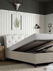 Wool Blend Natural Stone Hartford Upholstered Ottoman Storage Bed Frame - Image 6 of 9
