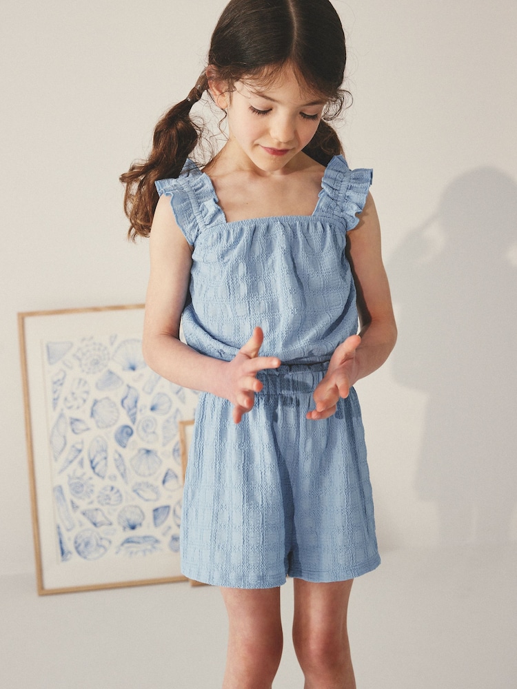 Blue Textured Vest and Short Set (3-16yrs) - Image 1 of 7