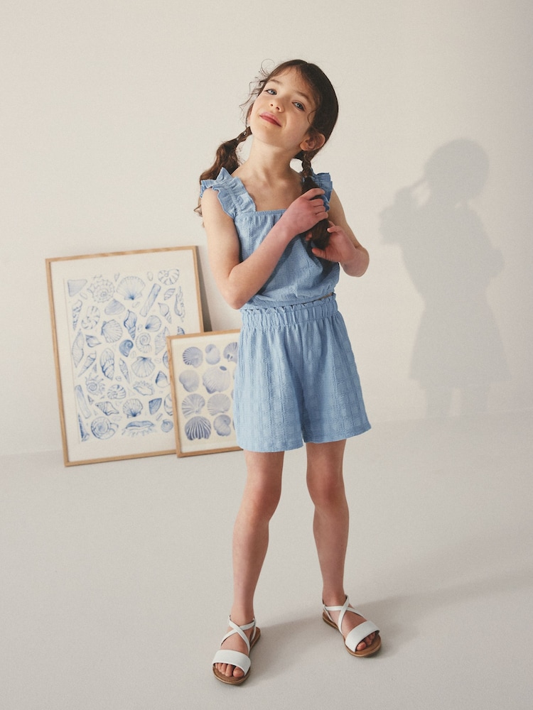 Blue Textured Vest and Short Set (3-16yrs) - Image 2 of 7