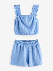 Blue Textured Vest and Short Set (3-16yrs) - Image 5 of 7