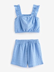 Blue Textured Vest and Short Set (3-16yrs) - Image 6 of 7