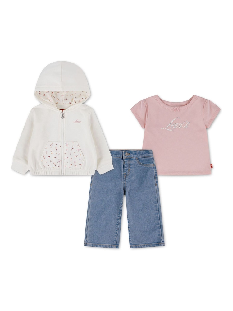 طقم من 3 قطع مكوّن من بودي سوت وهودي وبنطلون رياضي من ®Levi's - صورة 1 من 5