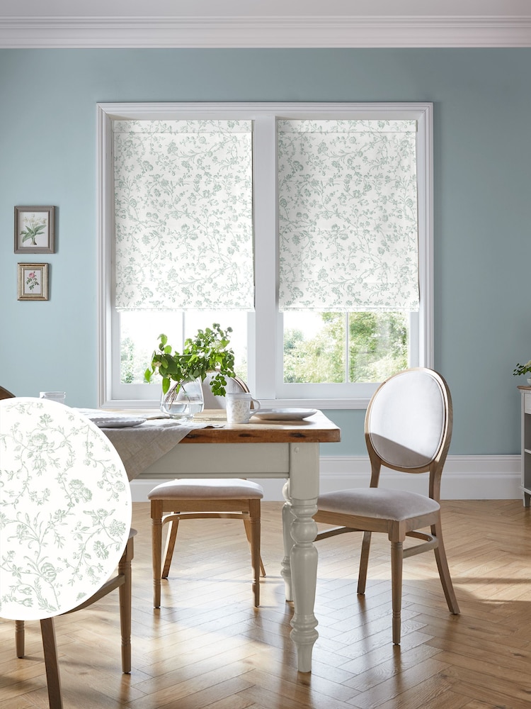 Laura Ashley Duck Egg Aria Made to Measure Roman 100% Cotton Blinds - Image 1 of 6
