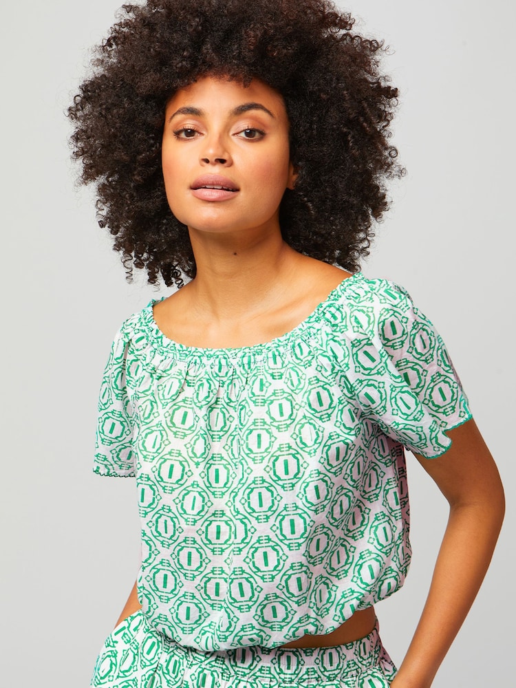 Aspiga Green Ilana Cotton Crop Top - Image 1 of 7