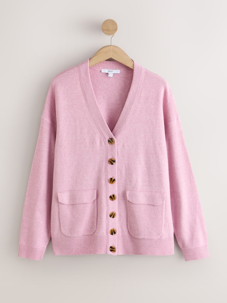 Light Pink Supersoft Mid Length V-Neck Cardigan - Image 1 of 3 Light Pink Supersoft Mid Length V-Neck Cardigan - Image 1 of 3