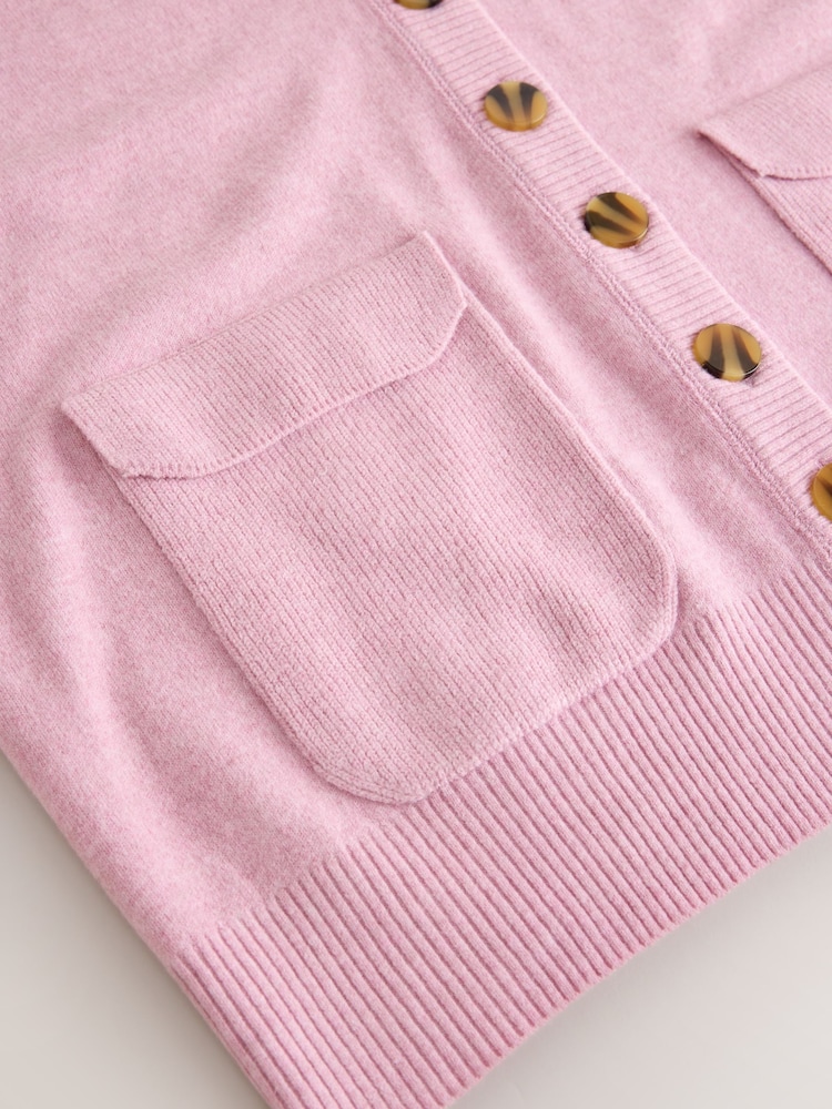 Light Pink Supersoft Mid Length V-Neck Cardigan - Image 2 of 3 Light Pink Supersoft Mid Length V-Neck Cardigan - Image 2 of 3