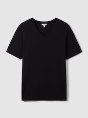 Reiss Black Dayton Cotton V-neck Tailored-Fit T-Shirt - Image 2 of 6