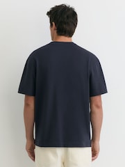 Reiss Navy Malibu Cotton V-Neck Relaxed-Fit T-Shirt - Image 5 of 6