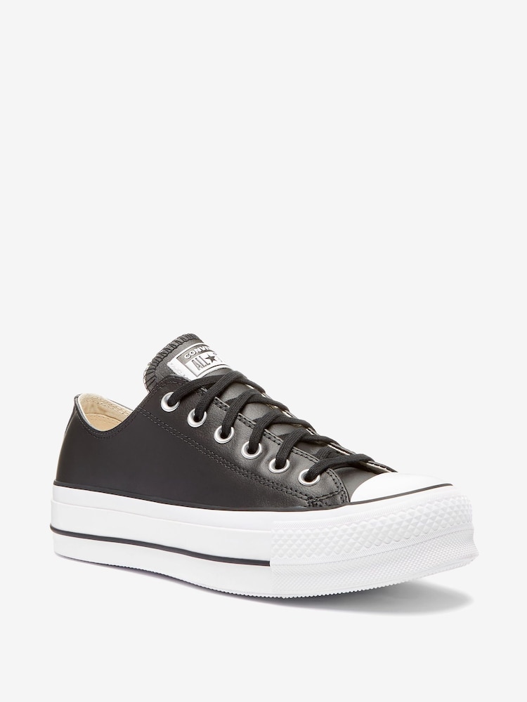 Converse Black Chuck Taylor All Star Lift Mono Leather Low Trainers - Image 4 of 16