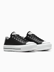 Converse Black Chuck Taylor All Star Lift Mono Leather Low Trainers - Image 6 of 16