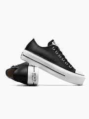 Converse Black Chuck Taylor All Star Lift Mono Leather Low Trainers - Image 8 of 16