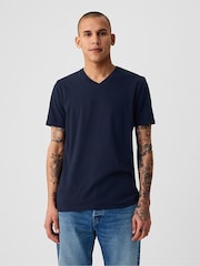 Azul - Cuello de pico - Camiseta clásica de algodón 100 % y manga corta de Gap - Imagen 2 de 5