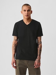 Schwarz - V-Ausschnitt - Gap, klassisches T-Shirt aus 100 % Baumwolle mit kurzen Ärmeln - Bild 2 von 5