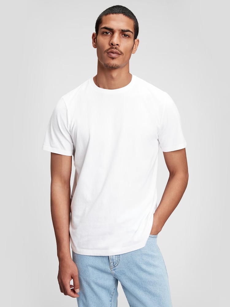 Gap White Crew Neck Classic 100% Cotton Short Sleeve T-Shirt - Image 1 of 8