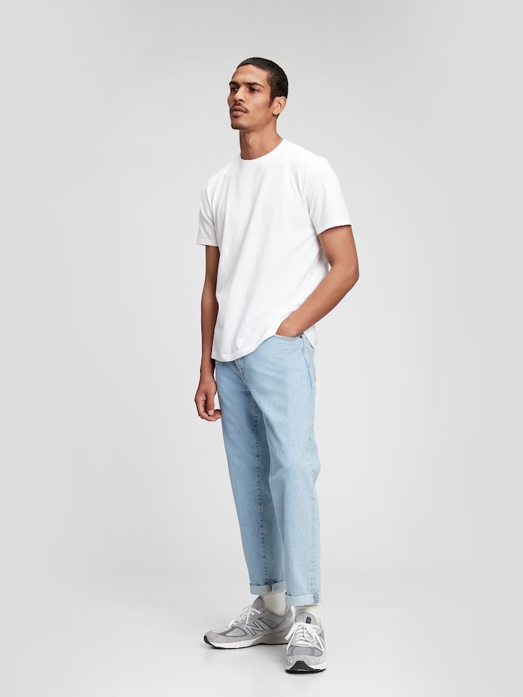 Gap White Crew Neck Classic 100% Cotton Short Sleeve T-Shirt - Image 3 of 8