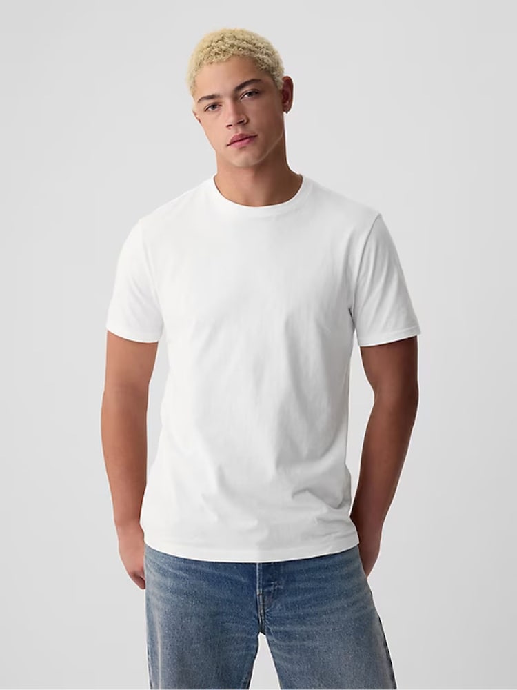 Gap White Crew Neck Classic 100% Cotton Short Sleeve T-Shirt - Image 5 of 8
